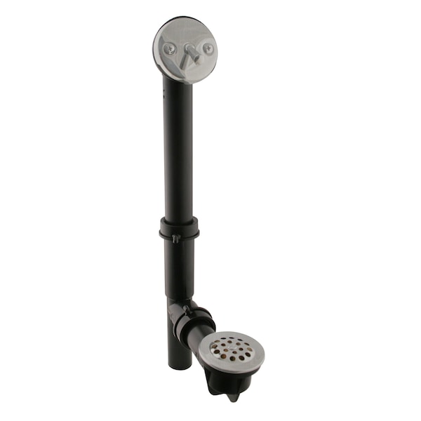 Westbrass Black 1-1/2" Tubular Trip Lever Bath Waste in Stainless Steel 592144-20 - main